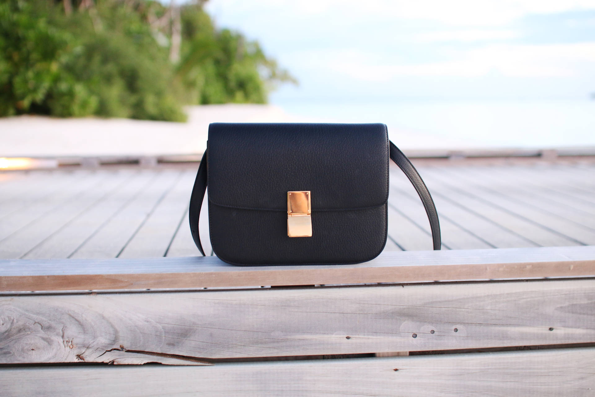 celine box bag textured black