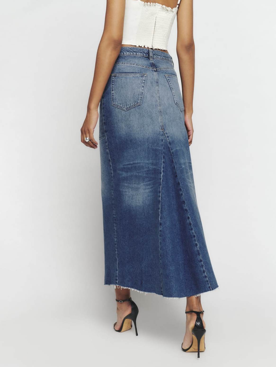 Get The Look - The Denim Midi Skirt - Inthefrow