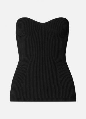 Strapless Ribbed Top Black