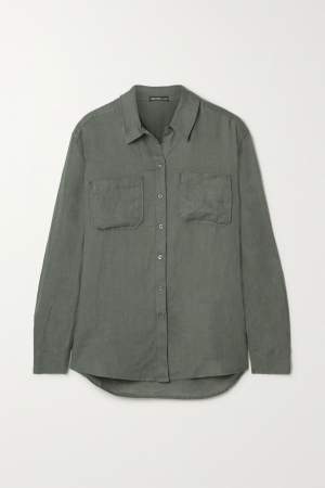 Relaxed Khaki Linen Shirt