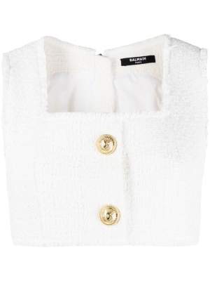 Square Neck Tweed Top