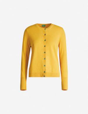 Round Neck Wool Blend Cardigan