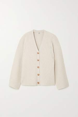 Ribbed Wool Blend Cardigan