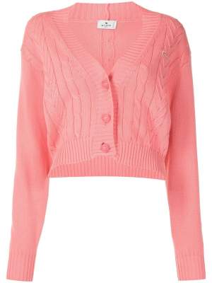 Cable Knit Cardigan Pink