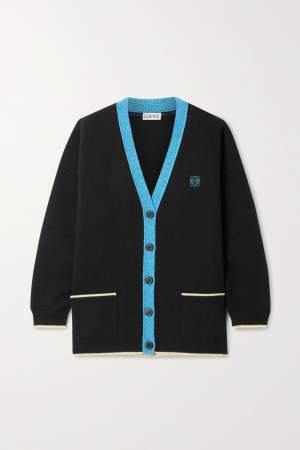 Oversized Embroidered Wool Cardigan