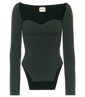 Ribbed Knit Top Green