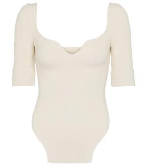 Short Sleeve Ribbed Top Cream