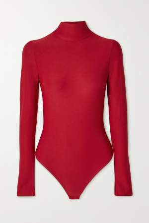 Open Back Jersey Bodysuit Red