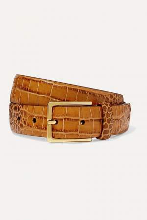 Croc Effect Leather Belt