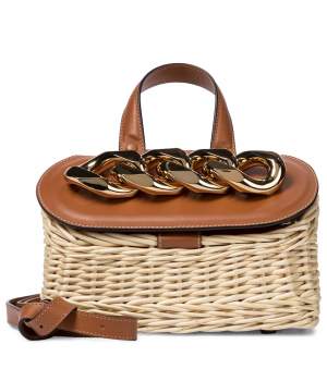 Chain Lid Wicker Bag