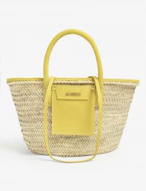 Woven Straw Tote Yellow