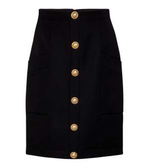 Wool Midi Skirt Black