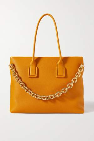 Textured Leather Tote Orange