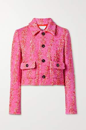 Cropped Boucle Jacket Pink