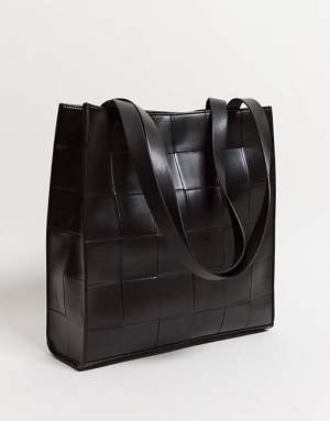 Large Woven Shopper Black