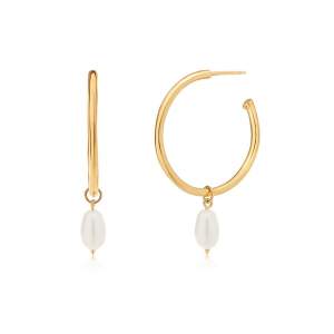 Tahiti Pearl Hoop Earrings Gold