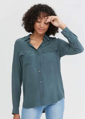 Smoky Blue Silk Shirt