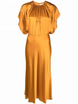 Bias Cut midi Dress Gold