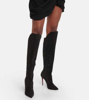 Suede Sparkle Boots Black