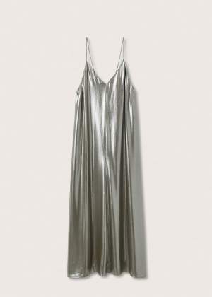 Metallic Draped Gown Silver