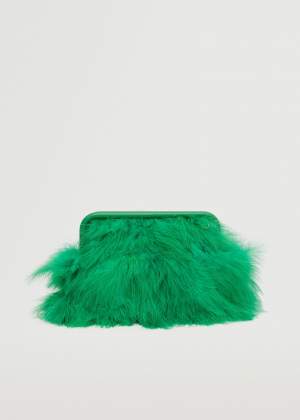 Feather Clutch Bag Green