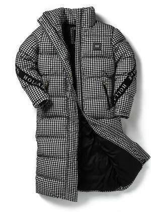 Long Padded Houndstooth Coat