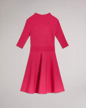 Ribbed Skater Dress Pink