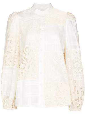 Patchwork Lace Blouse White