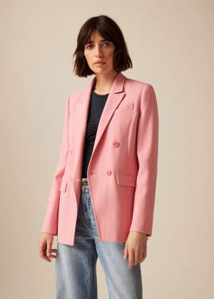 Tailored Pinstripe Blazer Pink