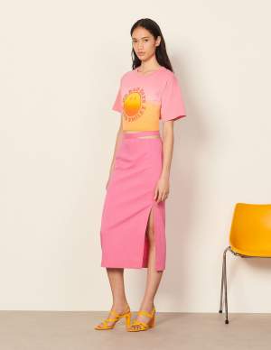 Cut Out Midi Skirt Pink