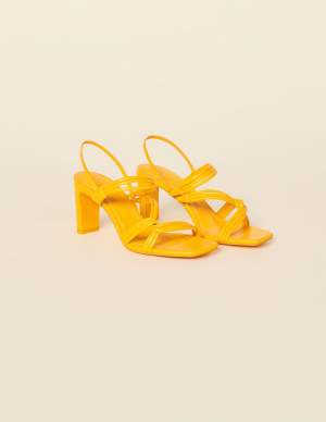 Heeled Leather Sandals Yellow