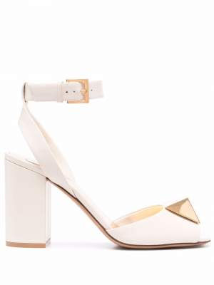 One Stud Ankle Strap Sandals White