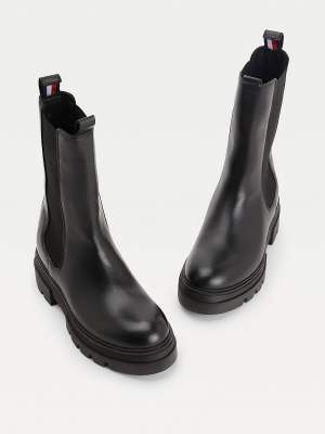 Leather Chunky Boots Black