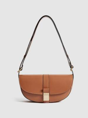 Leather Baguette Bag Tan