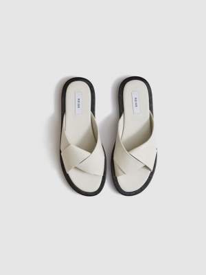 Leather Slider Sandals White